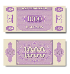 Paper Money Lilac Banknote One Thousand Dollars