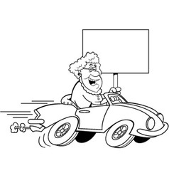 Cartoon Old Lady Driving A Sports C