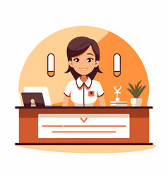 Female Receptionist At Hotel Reception Desk Flat