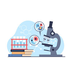 Microscope With Microorganisms Scientists