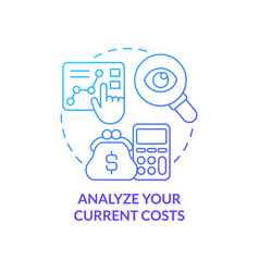 Analyzing Current Costs Blue Gradient Concept Icon