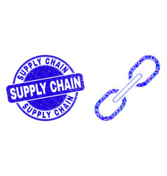 Blue Scratched Supply Chain Stamp Seal And Chain