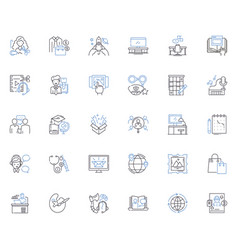 Contractor Line Icons Collection Building