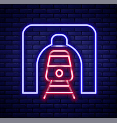 Glowing Neon Line Train In Railway Tunnel Icon