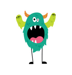 Cartoon Furry Monster On White Background