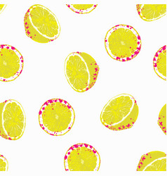 Lemon Wedges Pink Dots Seamless Pattern