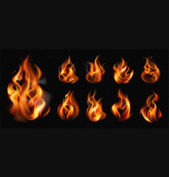 Realistic Flame Fire Transparent Icon Set