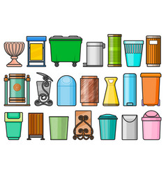 Rubbish Bin Isolated Color Set Icon Color Set