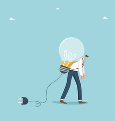 Exhausted Man Carries Discharged Light Bulb