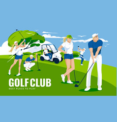 Golf Course With Horizontal Scene Athletes