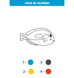 Color Cute Blue Tang By Numbers Worksheet For Kids