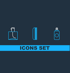 Set Line Spray Can Perfume And Hairbrush Icon