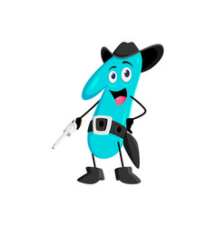 Cartoon Math Number One Cowboy Wielding Revolver