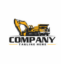 Dump Truck And Excavator Logo