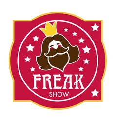 Freak Show Icon With Bearded Lady Head And Stars