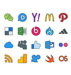 20 Social Media Icon Pack Including Rss Outlook