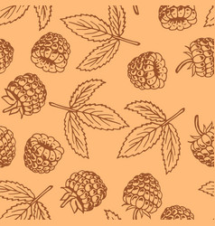 Seamless Pattern With Raspberry Hand Drawn