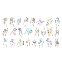 Abstract Hand Woman Line Icons Hands Gesture