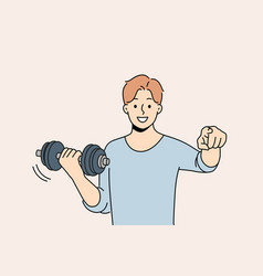 Man With Dumbbell Point At Screen