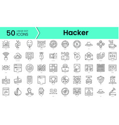 Set Of Hacker Icons Line Art Style Icons Bundle