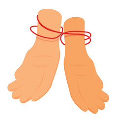 Two Hands Tied Together With Red String