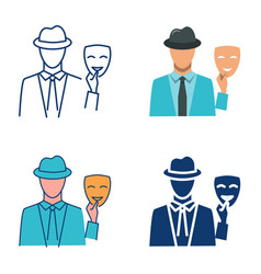 Spy Agent With Mask Icon Set