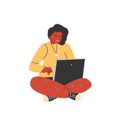 Young Woman With Laptop On Her Lap