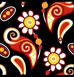 Folkloric Seamless Pattern With Paisley Flower