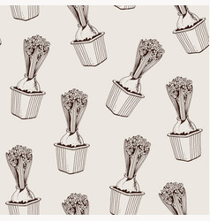 Hyacinth In A Pot Seamless Pattern Hand Drawn