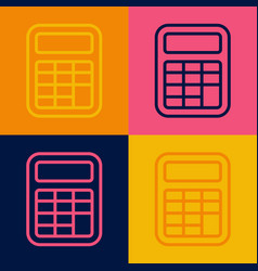 Pop Art Line Calculator Icon Isolated On Color