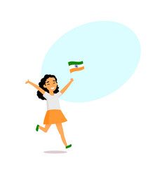 Cartoon Indian Girl Running With Little Indian