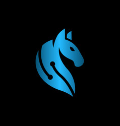 Horse Head Technology Modern Logo