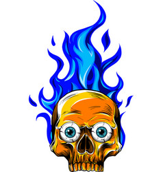 Skull Fire On White Background