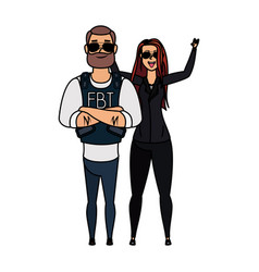 Young Man Fbi Agent With Rude Woman Characters