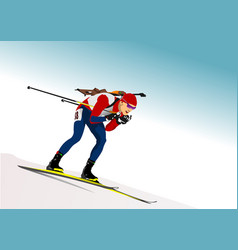 Biathlon Runner Colored Silhouette Shooting