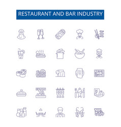 Restaurant And Bar Industry Line Icons Signs Set