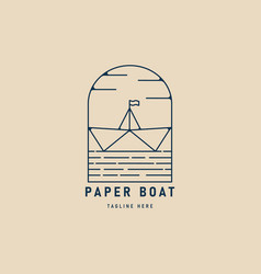 Paper Boat Line Art Logo Icon And Symbol With