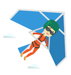 Woman Flying On Hang-glider