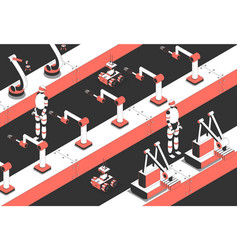 Industrial Robots Isometric Composition