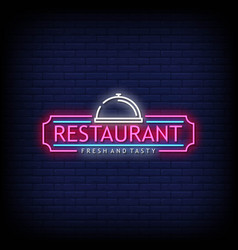 Neon Sign Restaurant With Brick Wall Background Ve