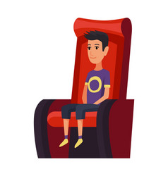 Cinema Boy Sitting In Chair At Movie Theater