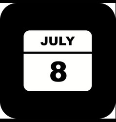 July 8th Date On A Single Day Calendar