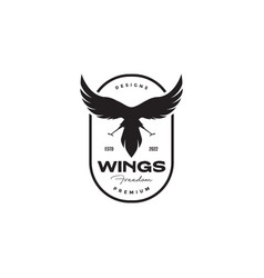 Bird Wings Flap Badge Logo Design