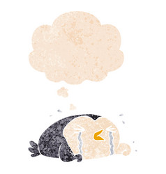 Cartoon Crying Penguin And Thought Bubble