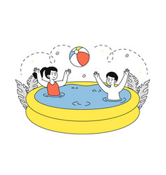 Children Swim In Pool Simple