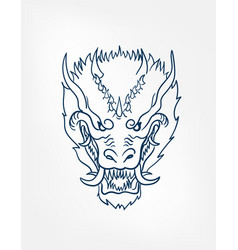 Oni Samurai Mask Dragon Line Art Sketch