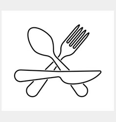 Sketch Fork Spoon Knife Icon Isolated Food Clipart