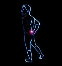 A Man With Lower Back Pain Neon