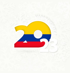 New Year 2023 For Colombia On Snowflake Background