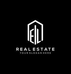 Letter El Logo For Real Estate With Hexagon Icon